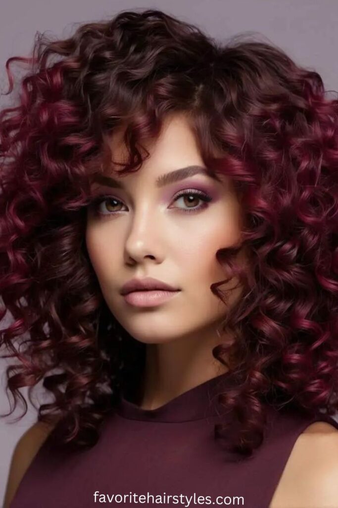 Two-Toned Black Cherry and Pink Curly Style