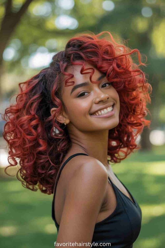 Voluminous Red Afro Curls