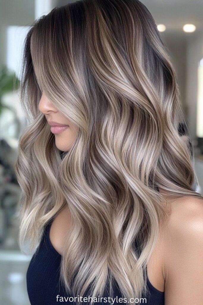 Warm Ash Blonde Balayage with Golden Undertones