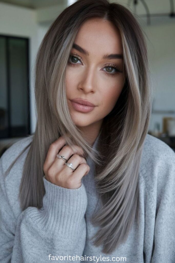 Warm Blonde Balayage on Dark Ash Brown Hair