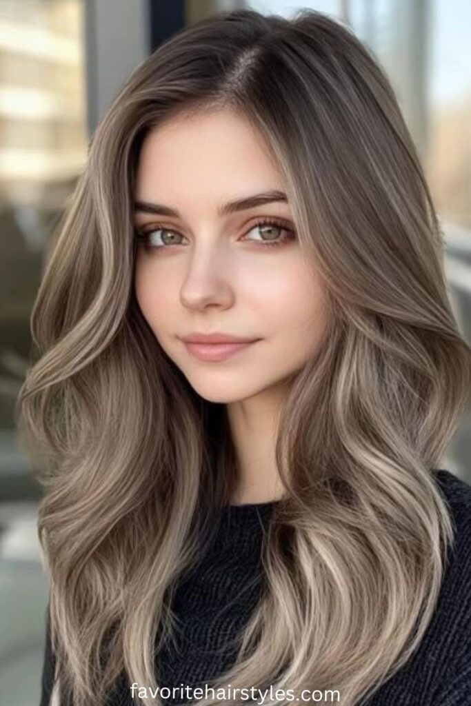 Warm Chestnut Brown with Ash Blonde Highlights