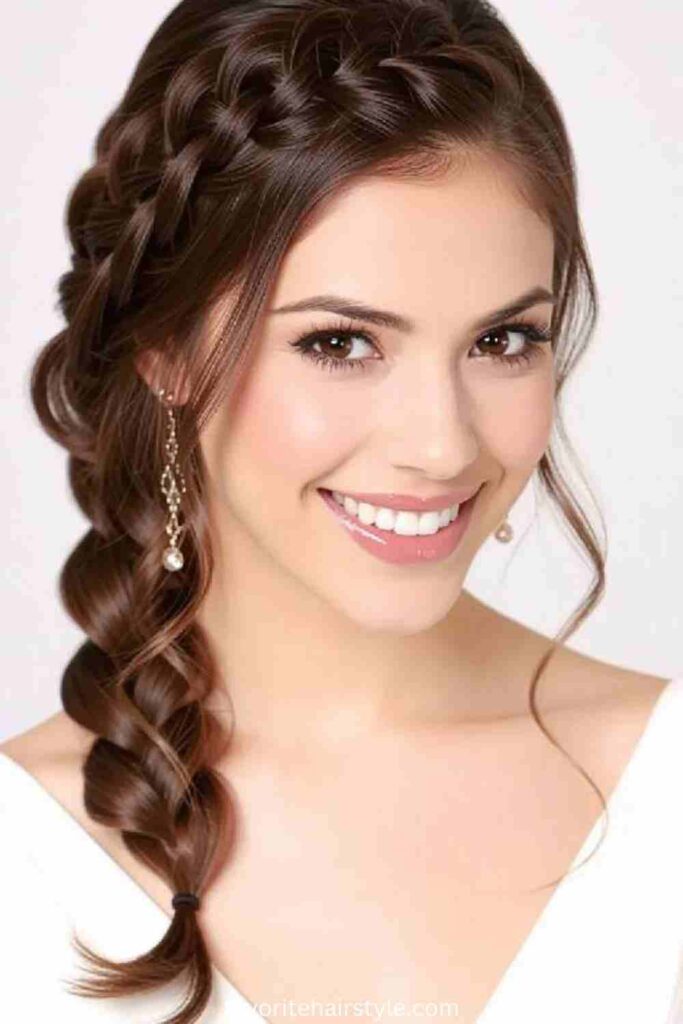 Waterfall Braid with Curls