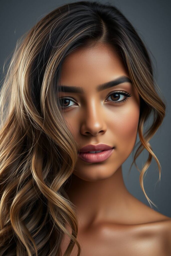 Wavy Ash Brown with Shadow Roots