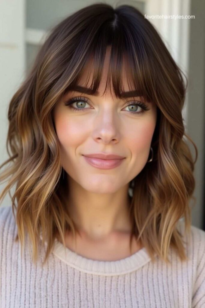 Wavy Bob with Side-Swept Bangs