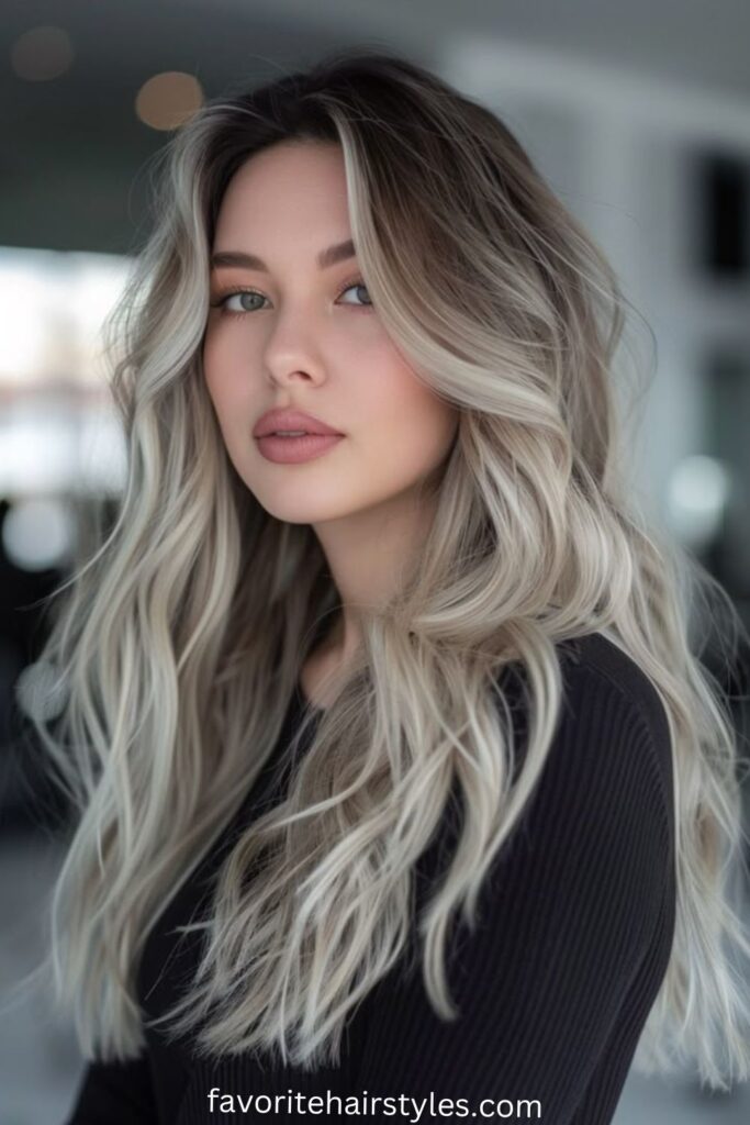 Wavy Crop with Melted Ash Balayage Ends