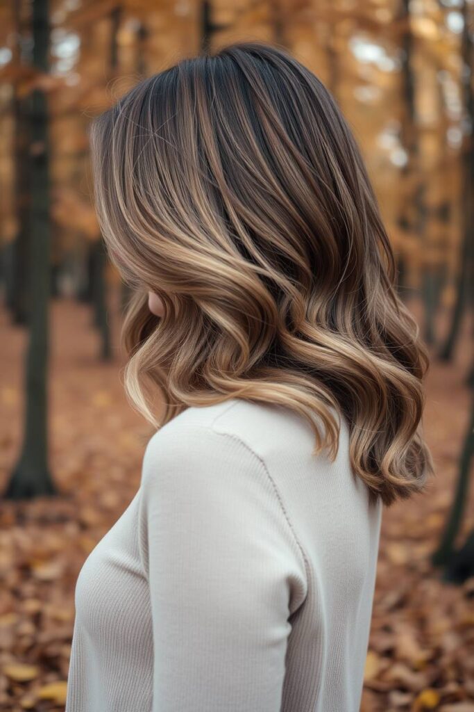 Ash Brown with Long Bottleneck Bangs