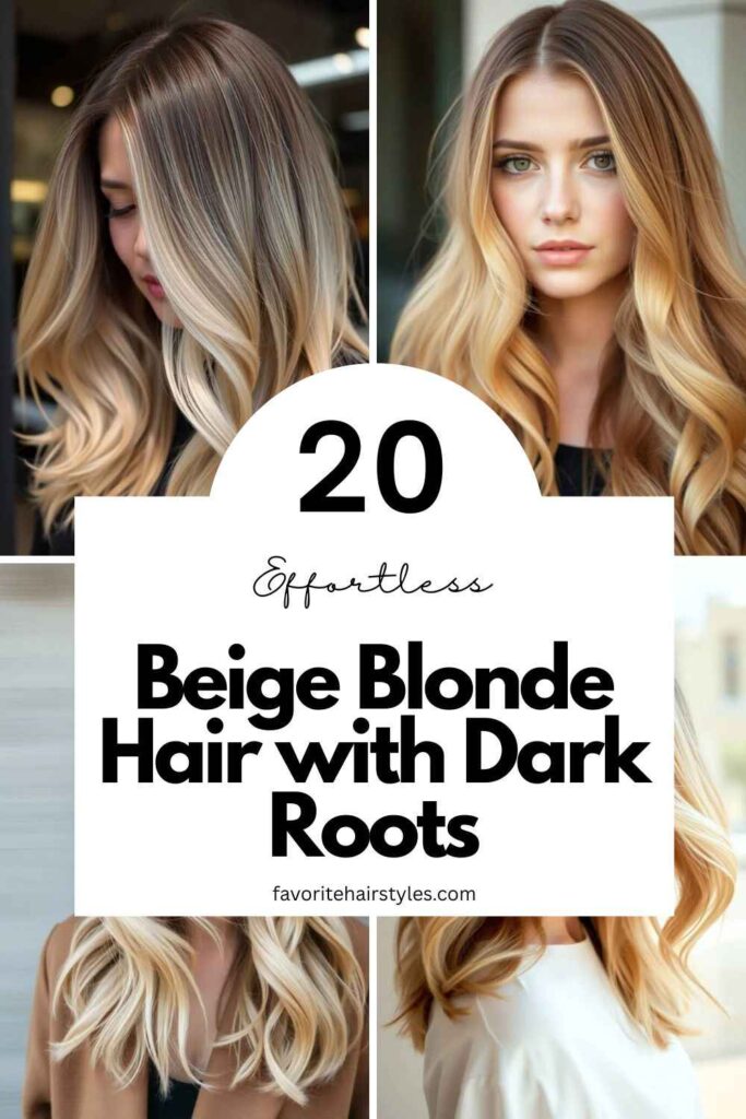 Beige Blonde Hair with Dark Roots