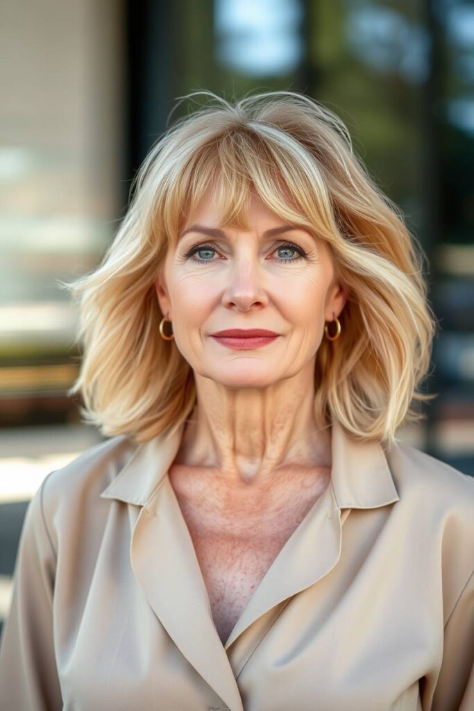 Beige Blonde with Bangs
