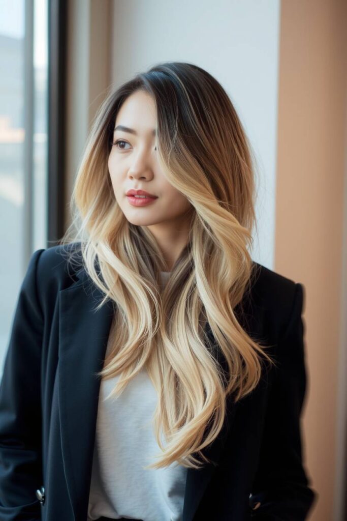 Beige Blonde with Dark Roots