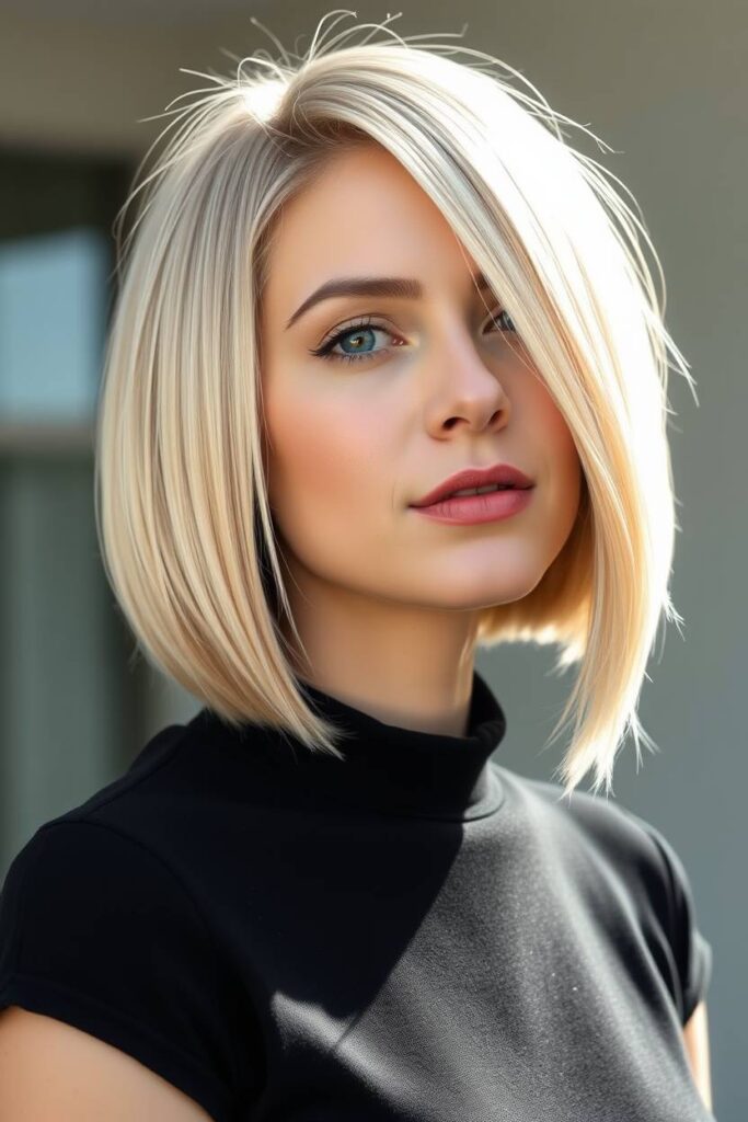 Blunt Cut with Beige Blonde Color