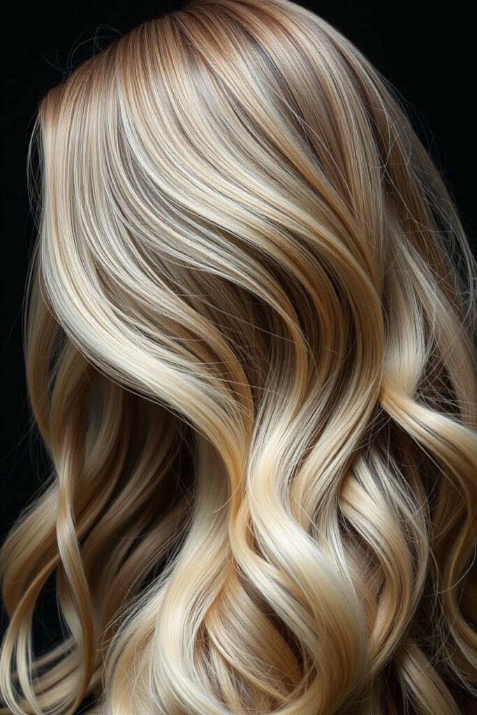Bold Dark Roots with Bright Beige Blonde