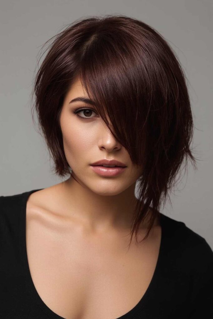 Burgundy Asymmetrical Bob