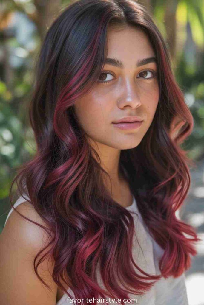 Burgundy Balayage Highlights