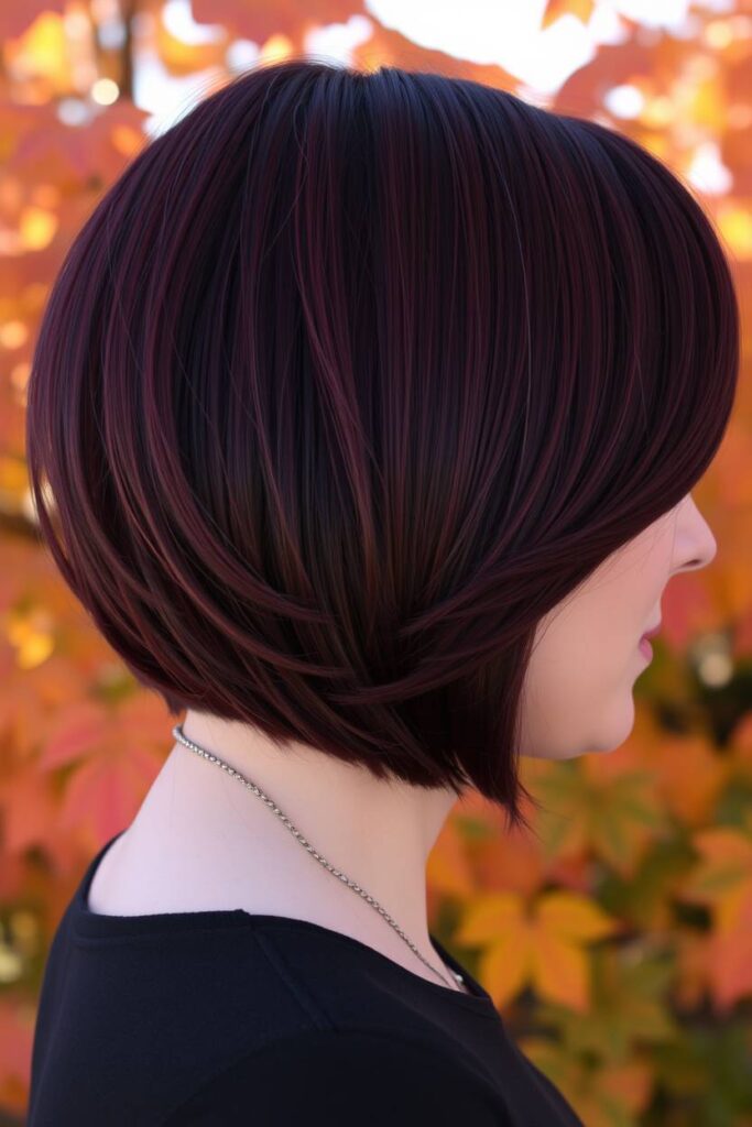 Burgundy Bob with Arched Bangs