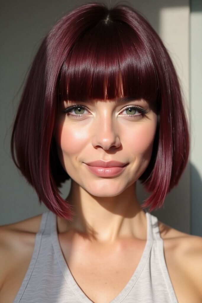 Burgundy Bob with Blunt Ends