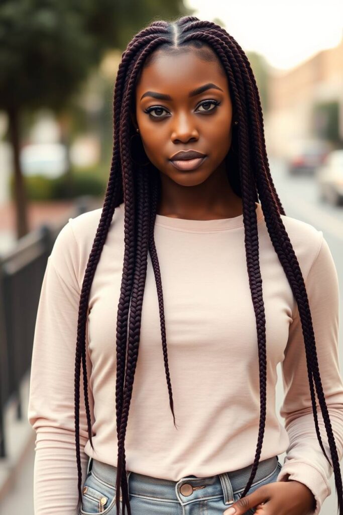 Burgundy Box Braids