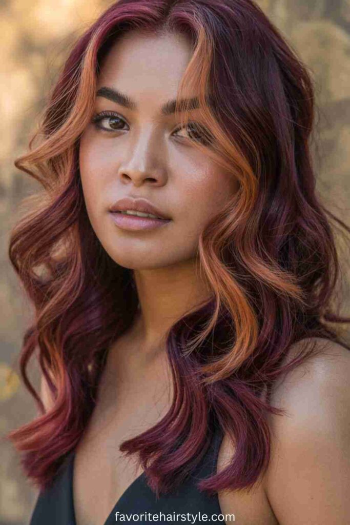 Burgundy Face-Framing Highlights