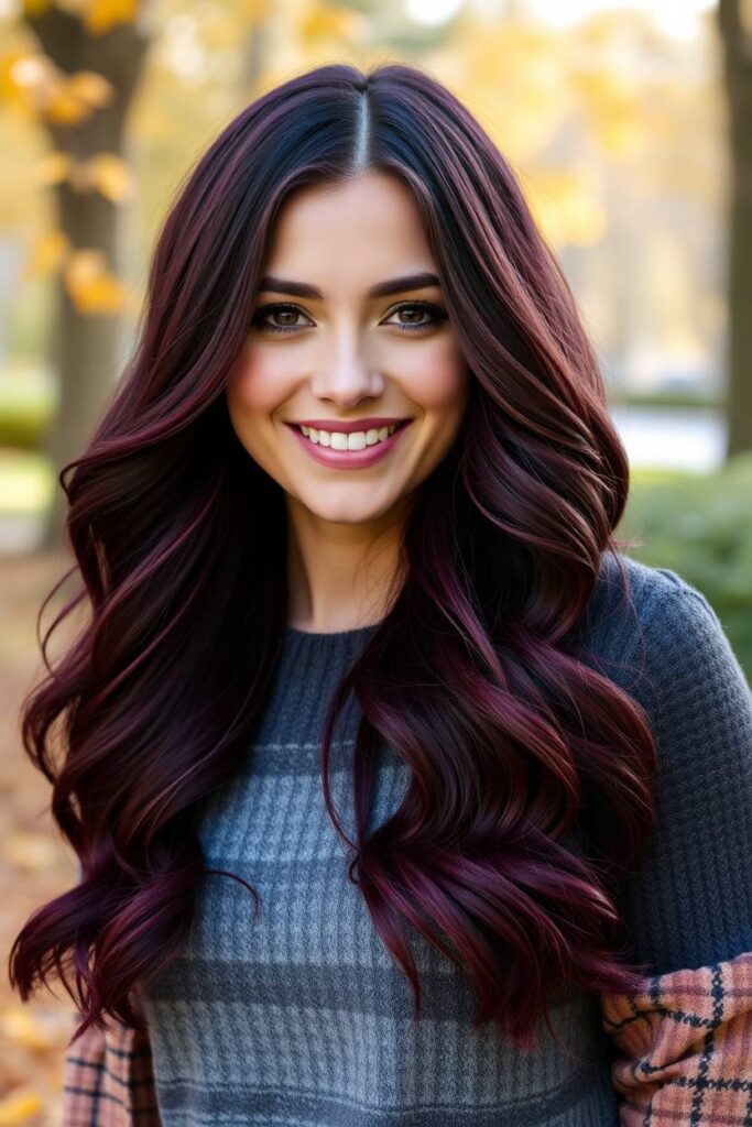 Burgundy Hair with Plum Dip-Dye Ends