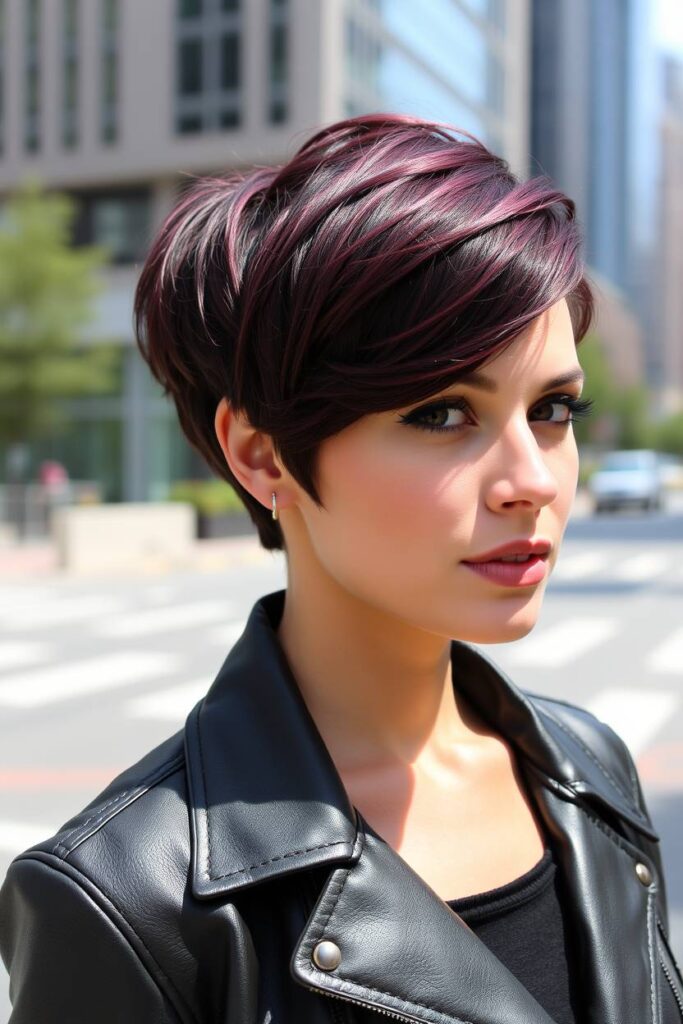 Burgundy Plum Pixie Cut