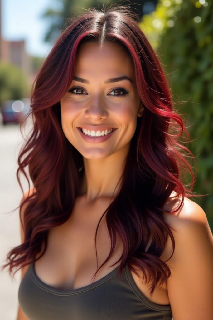 Burgundy with Face-Framing Layers