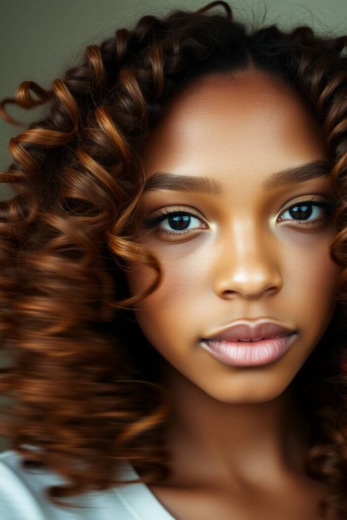 Caramel Accents on Coily Hair