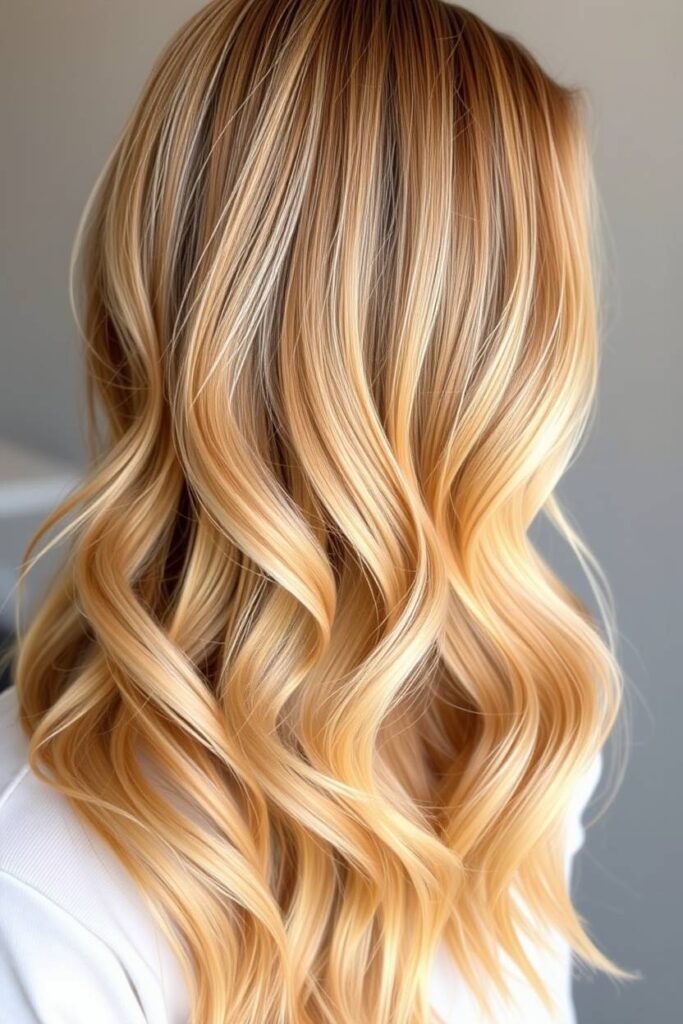 Caramel Balayage on Blonde Hair