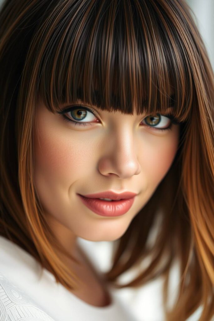 Caramel Highlights on Bangs or Fringe