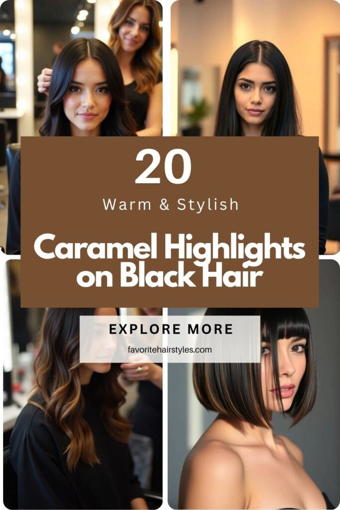 Caramel Highlights on Black Hair