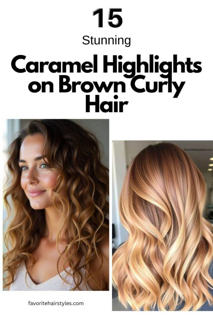 Caramel Highlights on Brown Curly Hair