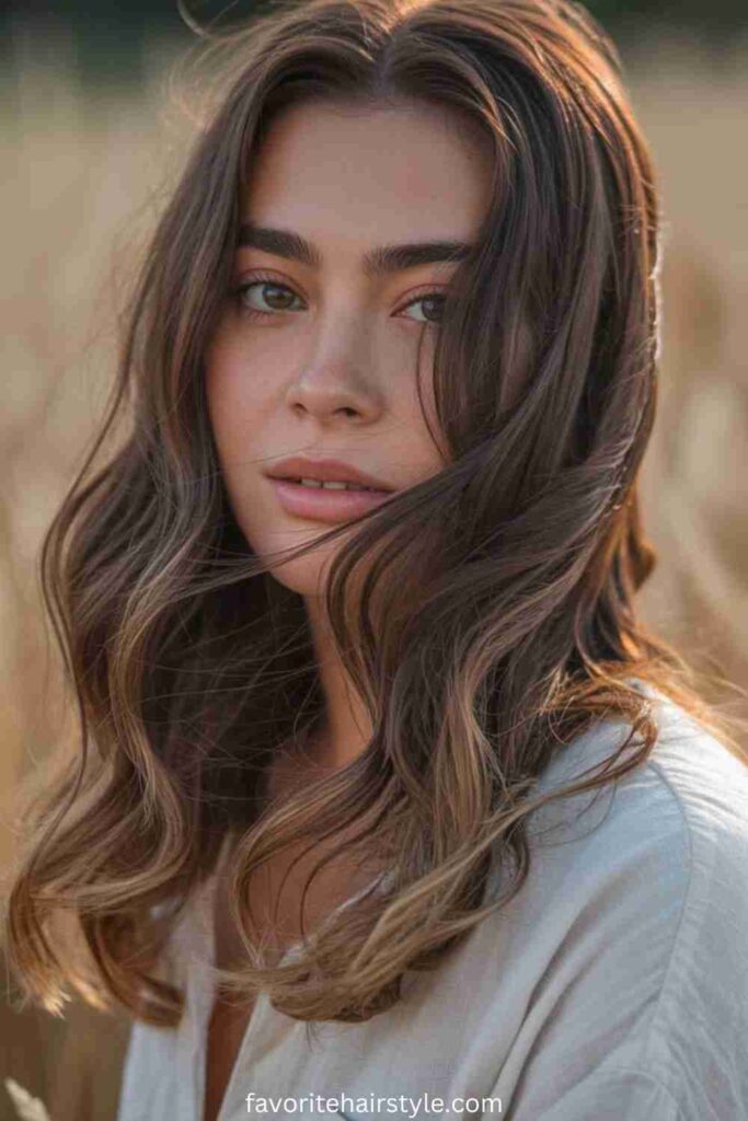 Caramel Highlights on Chocolate Brown Hair