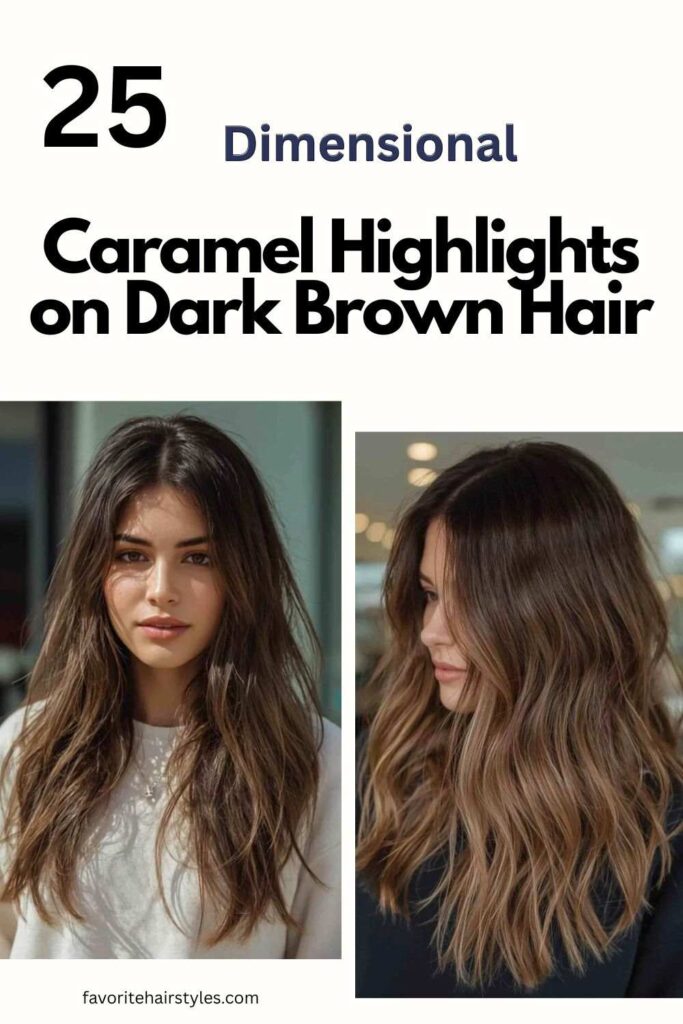 Caramel Highlights on Dark Brown Hair