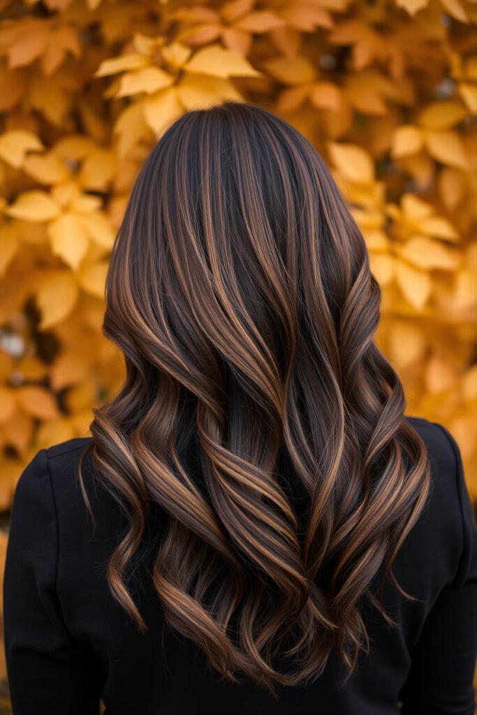Caramel Highlights on Dark Hair