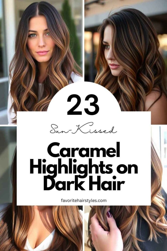Caramel Highlights on Dark Hair