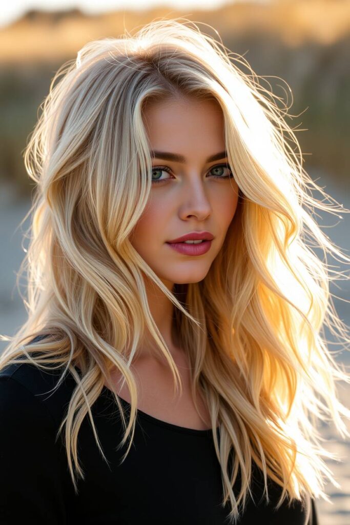 Caramel Highlights on Platinum Blonde