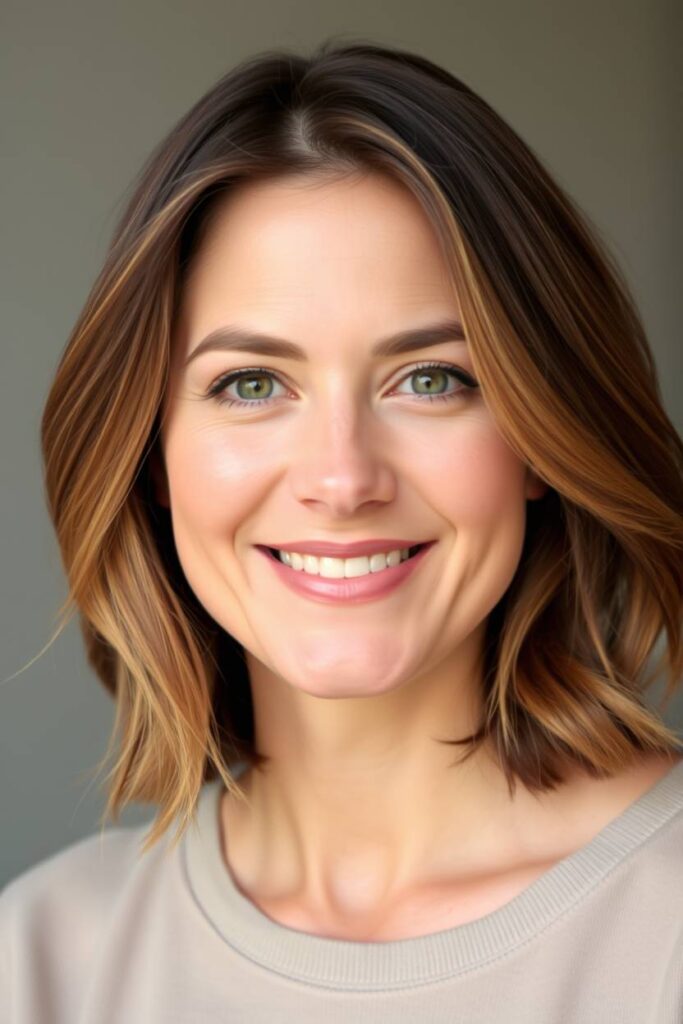 Caramel Highlights on a Layered Lob