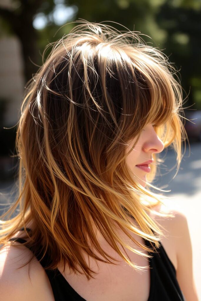 Caramel Highlights with Shaggy Layers