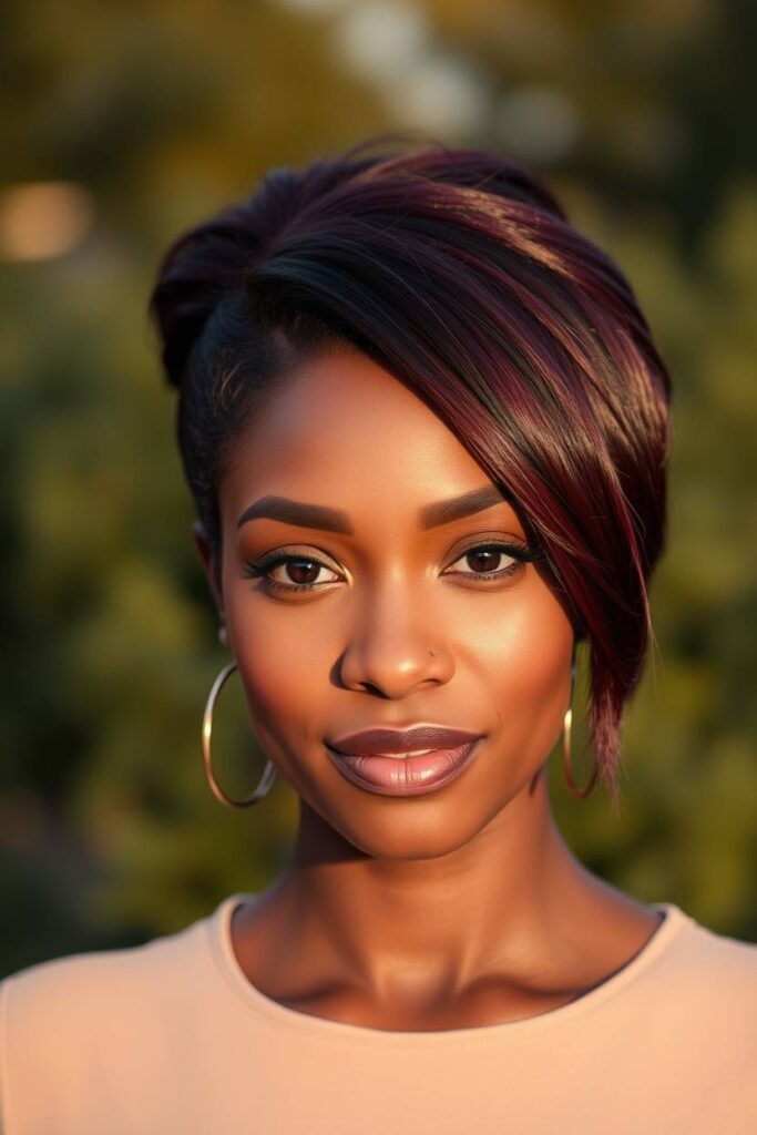 Cherry Burgundy with Side Part