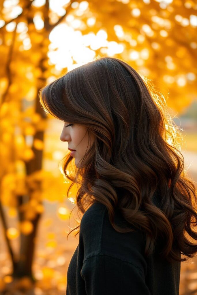 Chocolate Brown with Side-Swept Bangs