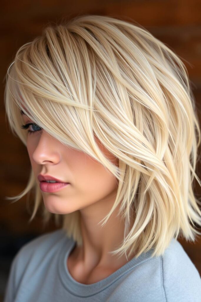 Choppy Layers with Beige Blonde Highlights