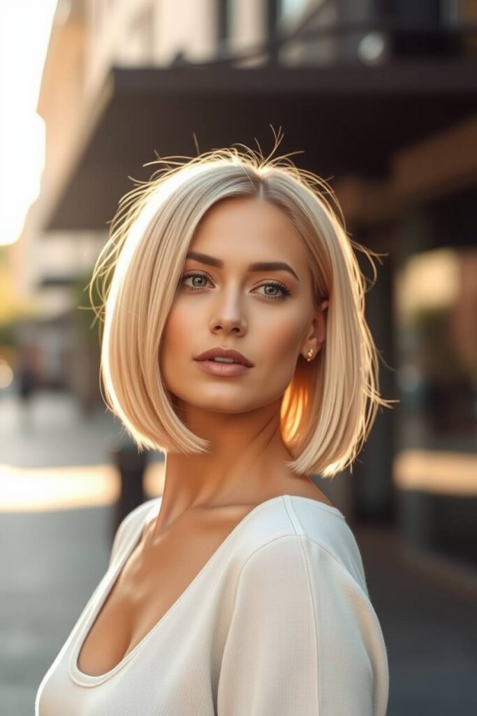 Classic Beige Blonde Bob