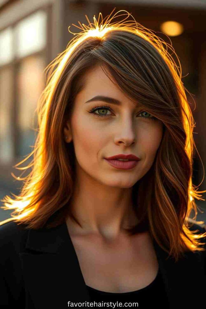Classic Caramel Highlights on a Brown Bob