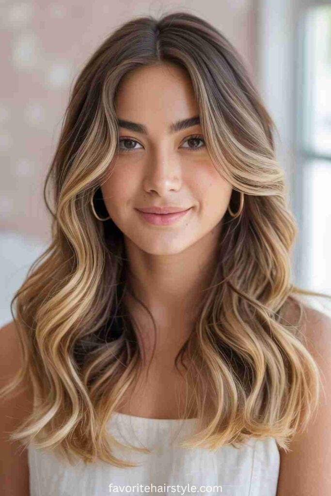 Copper Highlights with Chestnut Brown Hair