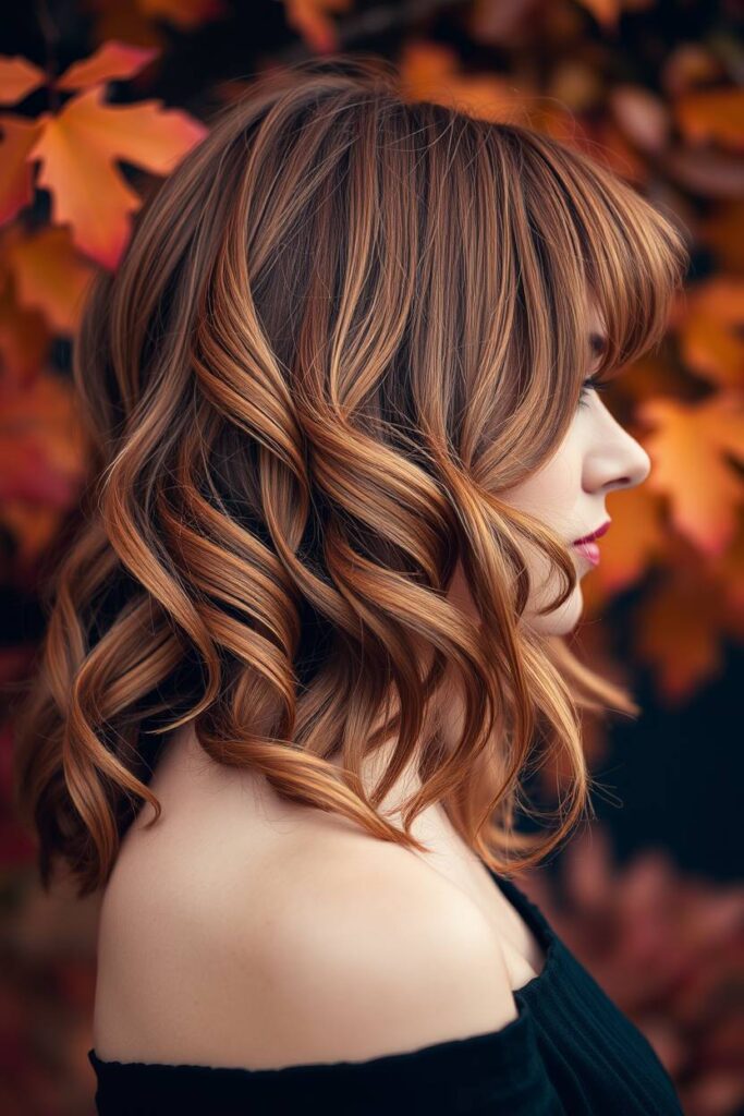 Copper Shine with Curtain Bangs