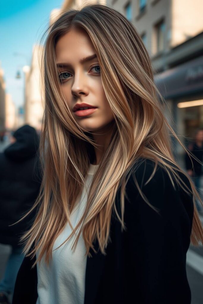 Dark Beige Blonde with Root Shadow