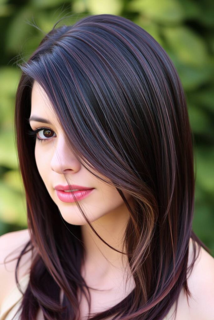 Dark Burgundy with Face-Framing Highlights