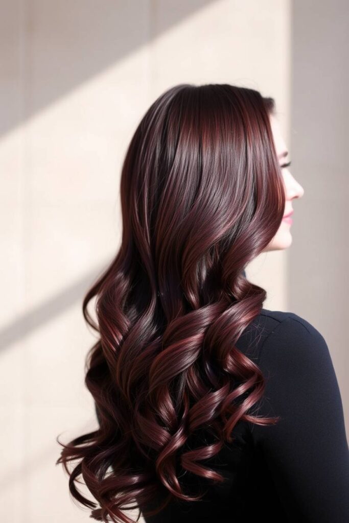 Dark Cherry Burgundy with Loose Curls