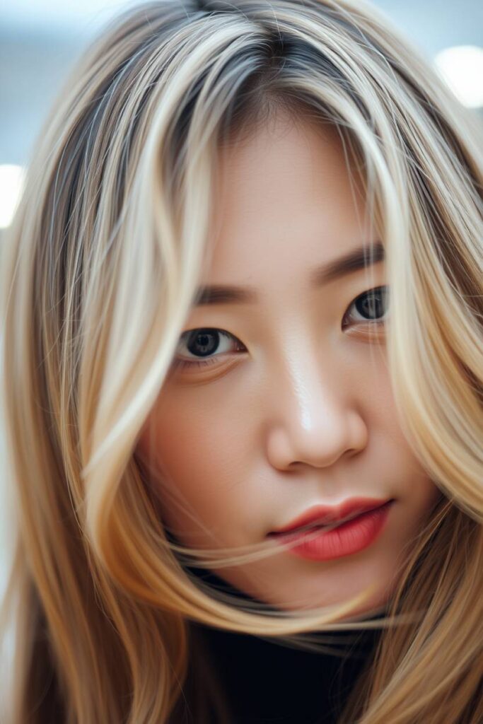 Face-Framing Beige Blonde Strands
