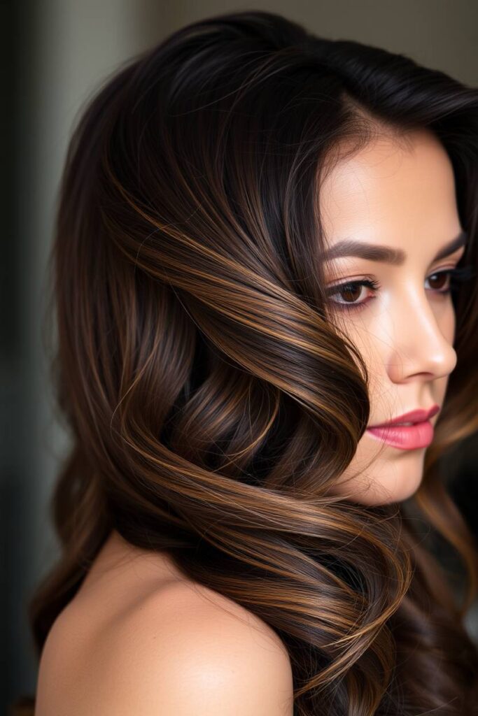 Face-Framing and Crown Caramel Highlights