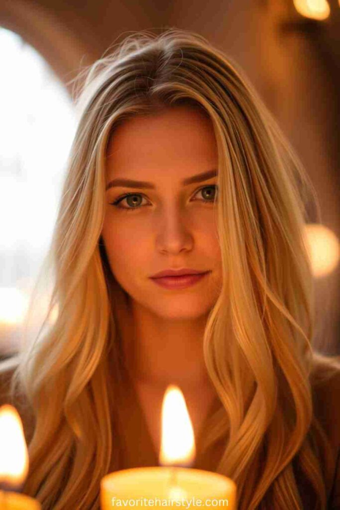 Golden Brown Hair with Blonde Face-Framing Highlights