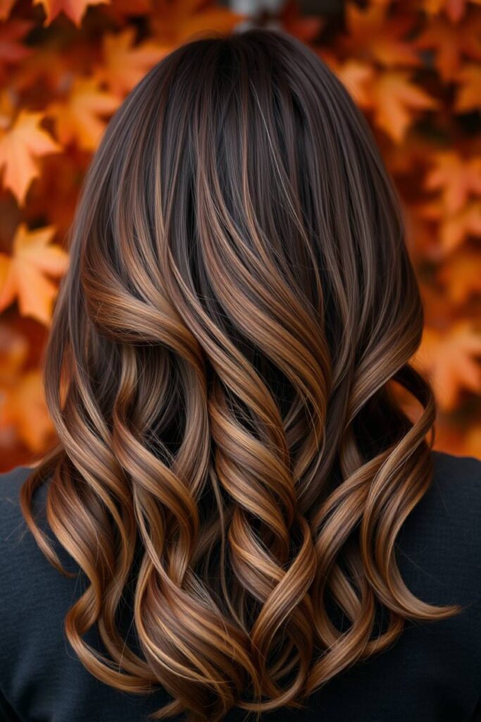 Golden Highlights on Warm Brunette